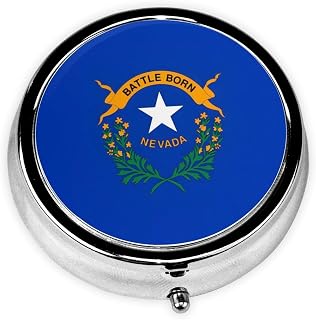 Flag of Nevada Pill Box Patriotic Small Pill Case Cute Round Portable Travel Medicine Organizer for Pocket Purse