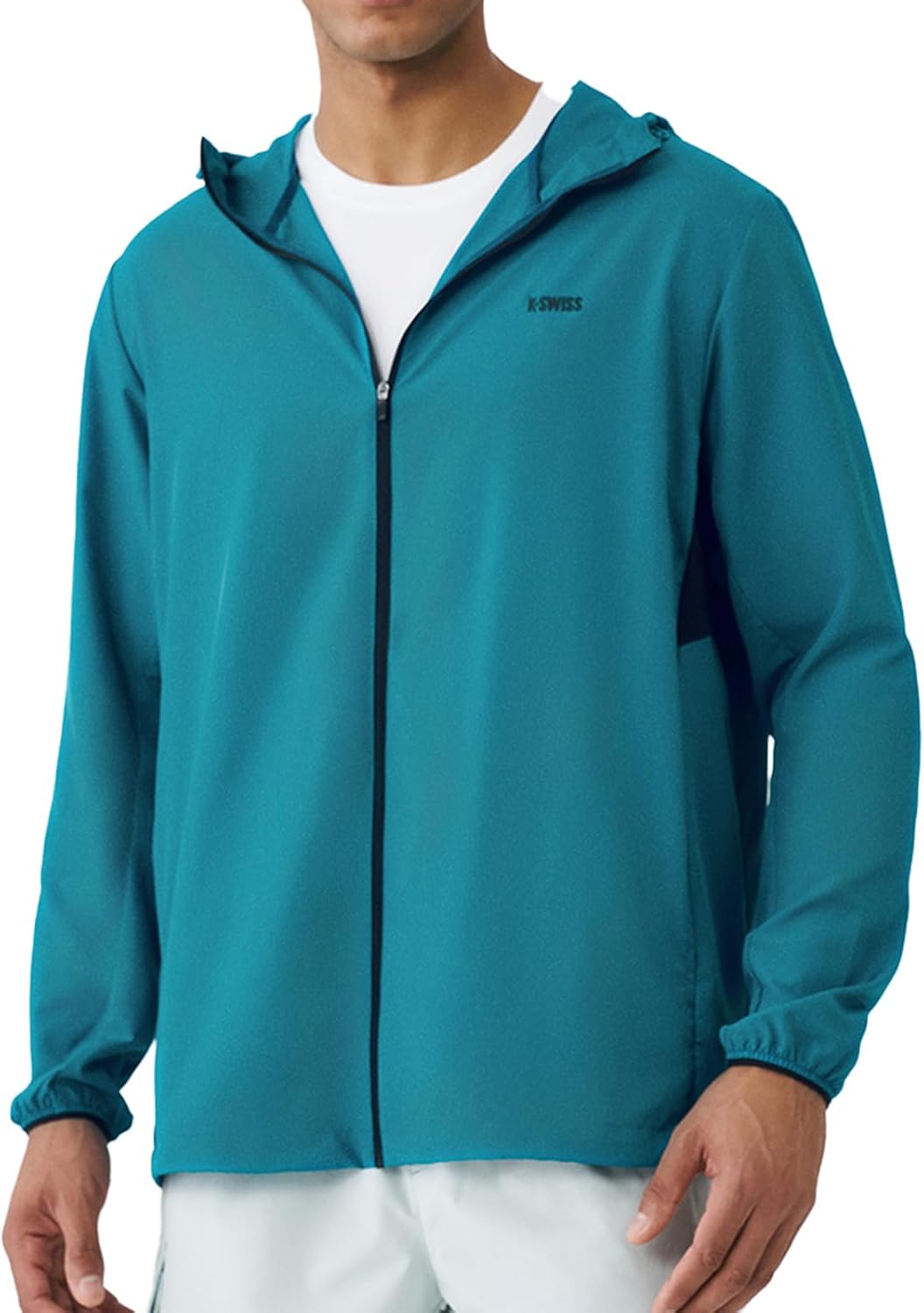 K-Swiss Men's UPF 50+ Windbreaker Jacket - Lightweight Full Zip Hoodie Long Sleeve for Hiking Outdoor