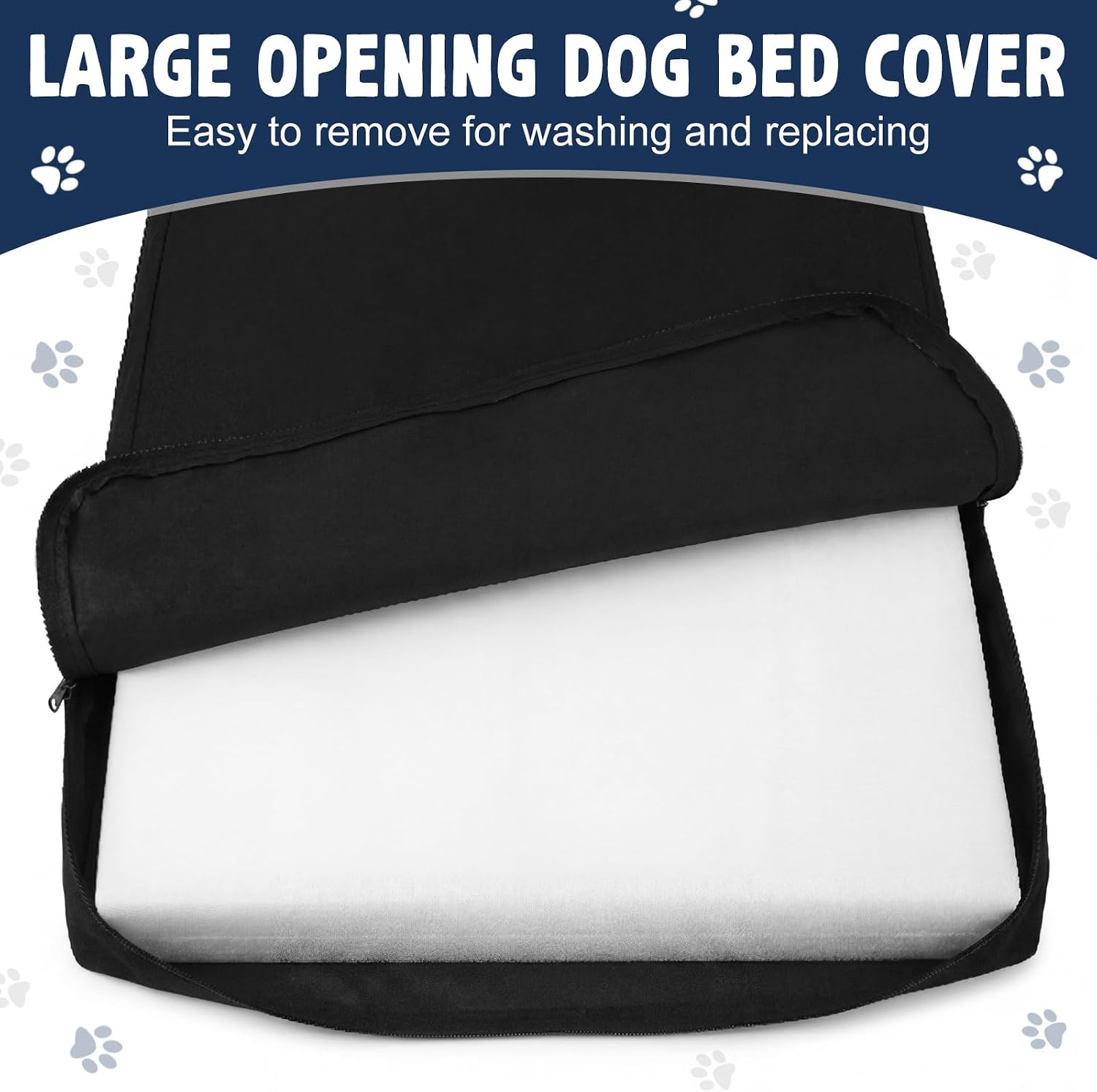 2 Pcs Waterproof Dog Bed Cover Replacement Washable, Easy to Clean, Heavy Duty Oxford Fabric Pet Bed Sleeve with Zipper, Fits 42 Inch Crate, 40''L x 27''W x 4''H, Black