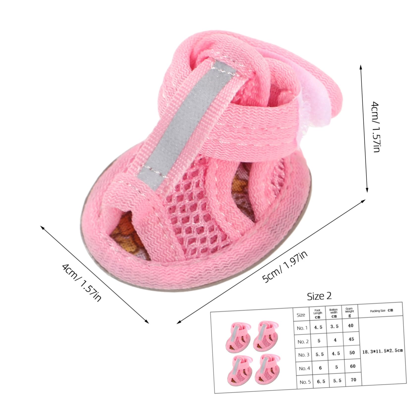 Sandales pour petits chiens - Chaussures d'été douces et respirantes - Semelle en caoutchouc antidérapante - Réglable - Pour la marche, la course à pied et l'extérieur