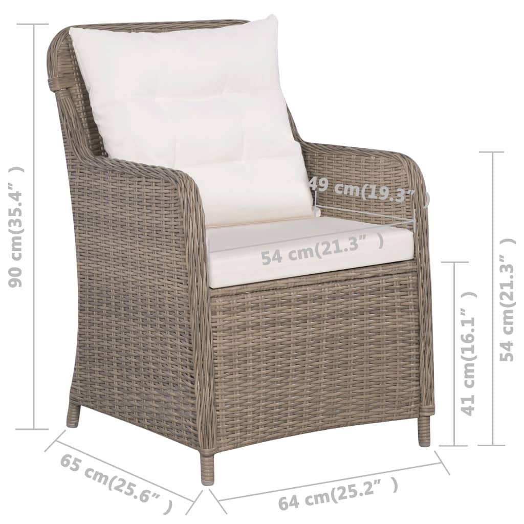 vidaXL 2X Sillones de Jardín Ratán Sintético Marrón y Crema Mobiliario Terraza