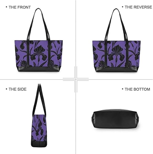 Miniatura 3 de Indigo Black Flower Bolso de mano de moda para portátil con cremallera para la universidad con bolsa de almuerzo ejecutivo para mujer