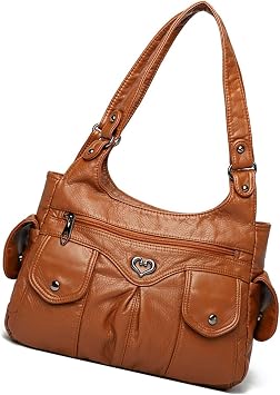 Womens Punk Rivet Studded Shoulder Bag Office Handbag Retro PU Leather Underarm Bags Satchel Multi Pocket Designs