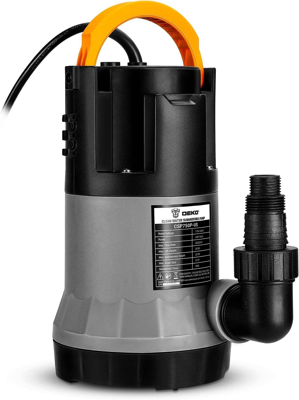 Amazon | 750W 水中ポンプ DEKOPRO 底部入水式 排水ポンプ 最大吐出量