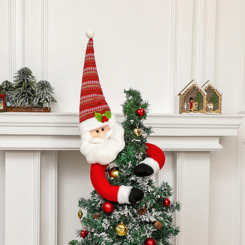 ibasenice Décoration de Sapin de Noël Père Noël Enlacé Cimier de Sapin Intérieur