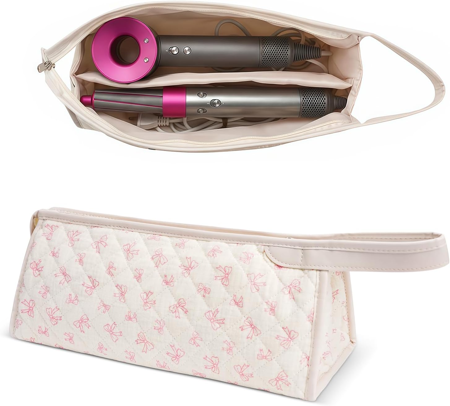 Quilted Hair Tools Travel Bag, Compatible with Dyson Airwrap Styler, Portable Cotton Floral Organizer Case for Shark FlexStyle Attachments Storage Quilted Hair Tools Travel Bag, Compatible with Dyson Airwrap Styler, Portable Cotton Floral Organizer Case for Shark FlexStyle Attachments Storage