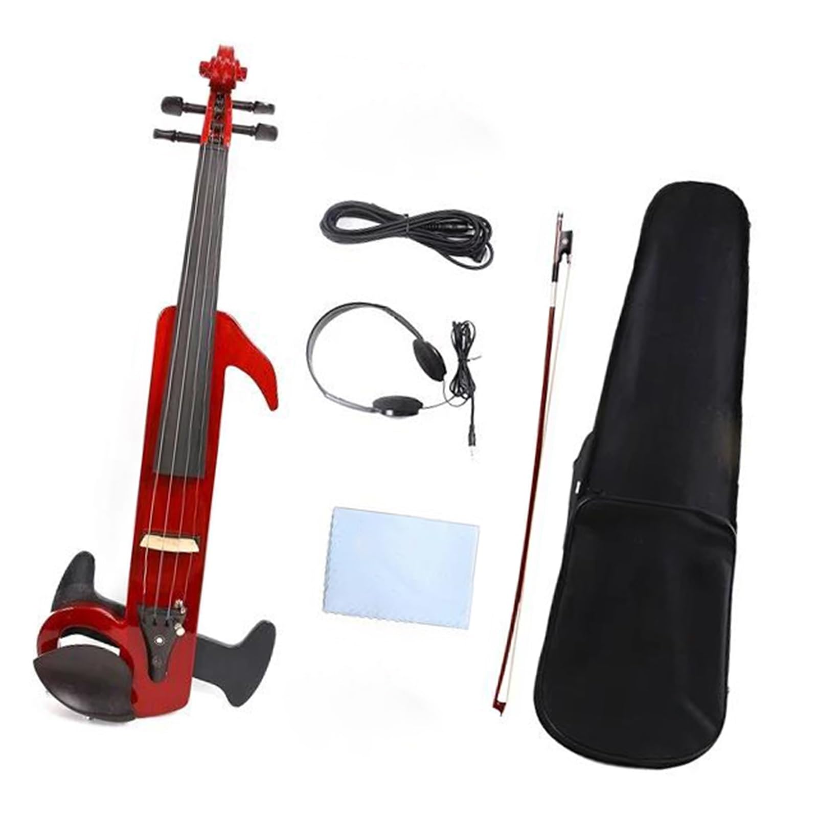 Violino elettrico 4/4 in legno massello violino elettronico silenzioso full size violino silenzioso colore rosso 4 corde