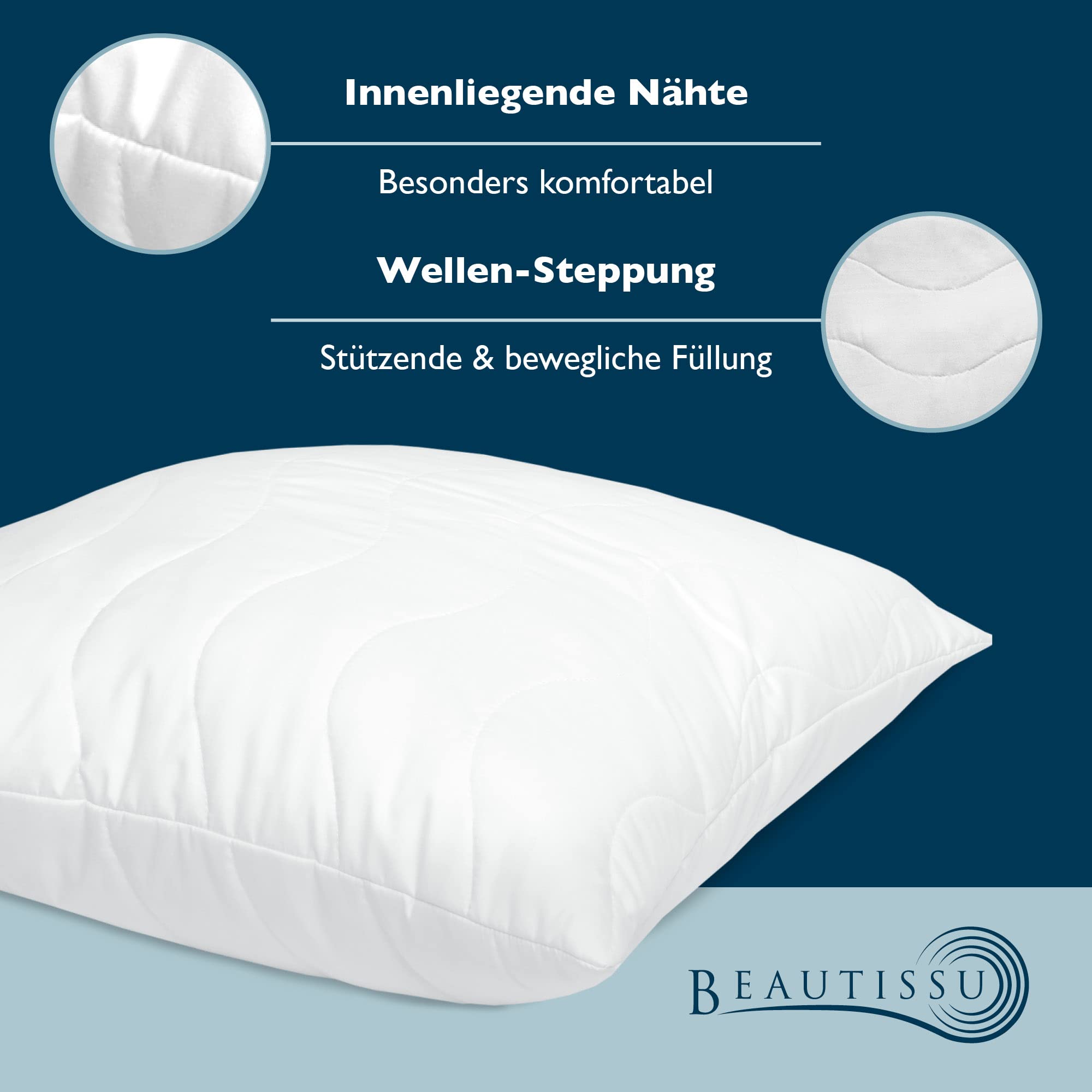 Beautissu Bettdecke und Kissen Set 4 Jahreszeiten Allergiker Kopfkissen