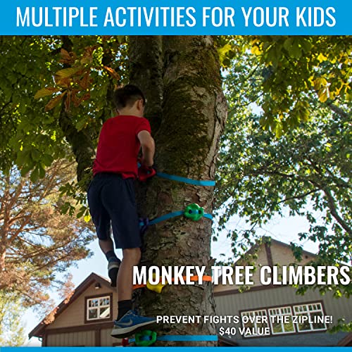 Hyponix Zip Lines For Kids And Adults Outdoor Up To 350 Lbs - 120 Ft / 200 Ft - 100% Rust Proof W/Safety Harness Zip Line Kit | Zipline For Backyard Kids And Adults | Zipline Kits For Backyard #TOP7