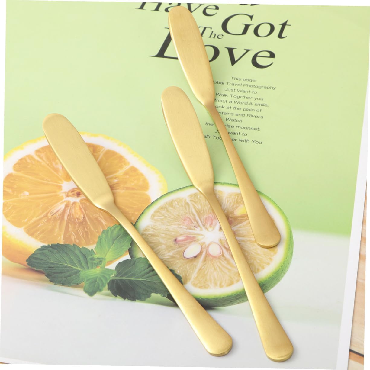 6pcs 304 Stainless Steel Butter Spreader Butter Knife Cream Knife Jam Spreader Golden
