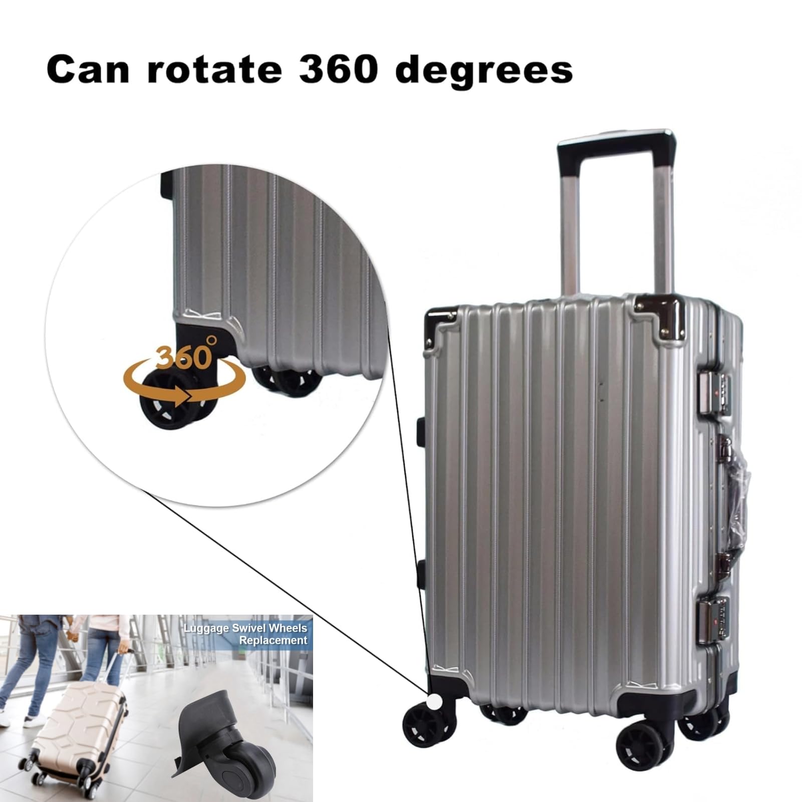 Sutinna Luggage Caster, Suitcase Wheels Left and Right Casters Wheels Replacement Kit for Trolley Suitcase - Image 4 thumbnail