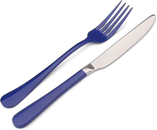 Miniatura 3 de Bysta - Juego de cubiertos azules de acero inoxidable de 20 piezas, juego de utensilios de cocina para 4, juego de cubiertos para el hogar y