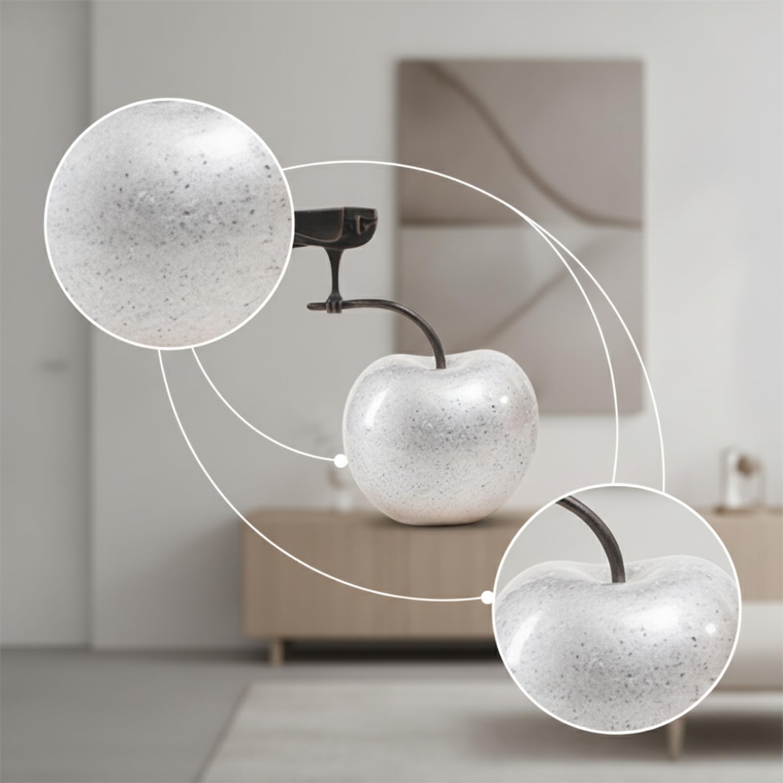 Apfel modern Apfel mit Metallstiel stilvoll Obstration für Wohnzimmer, Regal, L for Apple