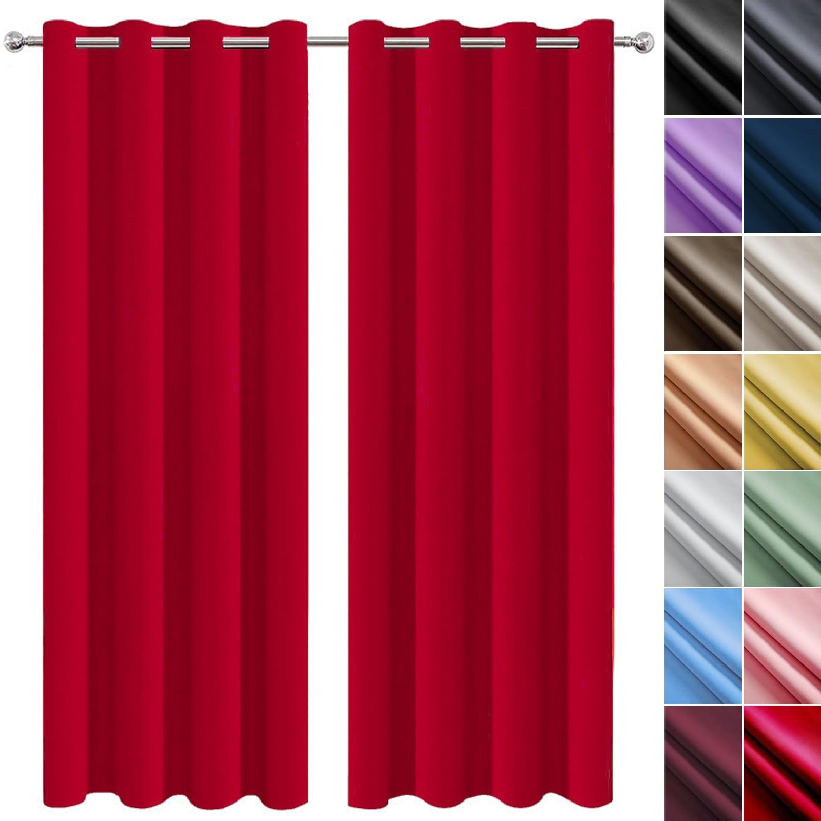 Rideau occultant 120 x 200 cm thermique rouge lot de 2 draperies