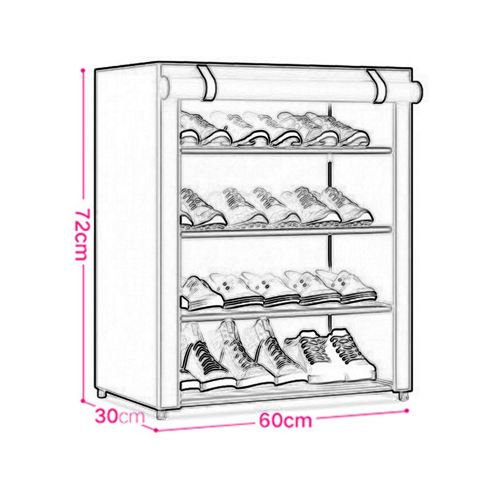 YHQZNLXQ Éère à Chaussures à 5 Niveaux avec Housse en Tissu Anti-poussière, Tour de Rangement pour Chaussures Peu encombrante pour entrée Placard, élégante, 4 éères, organisez efficacement Les