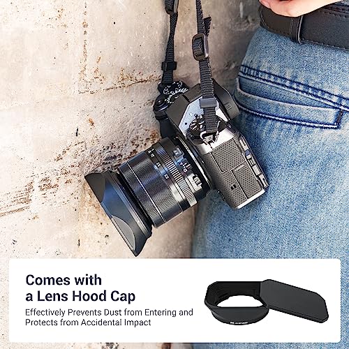 Image of JJC Metal Square Lens Hood Shade for Fuji XF 18-55mm f /2.8-4 R LM OIS Lens | for Fujifilm X-T5 X-T30 II X-T30 X-T20 X-T4 X-T3 X-S20 Camera with 18-55mm Kit Lens, for XF 14mm f2.8 R Lens, with Hood Cap