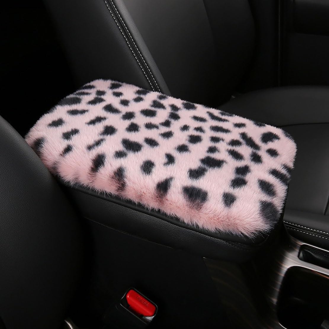 Fluffy Cheetah Print Arm Rest Cover for Car Leopard Center Console Cover Middle Console Pad for SUV Car Accessories