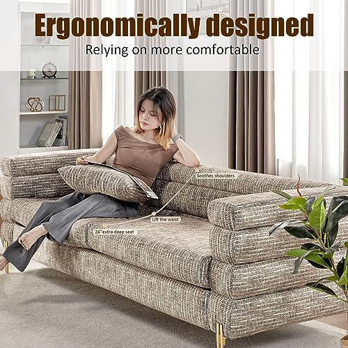 image for AMERLIFE Modern Sofa Couch, 24''Extra Deep Seat Sofa for Living Room, 