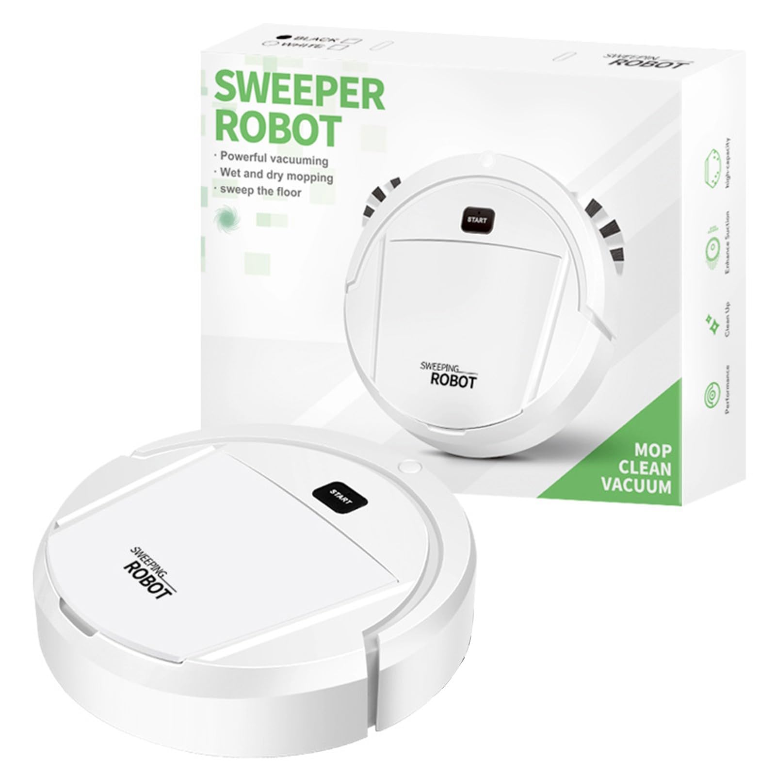 Robot aspirador inteligente para pelo de mascotas, suelos duros, diseño ultrafino con modos de limpieza, 60 minutos de autonomía, navegación inteligente para una limpieza eficiente en el hogar (blanco