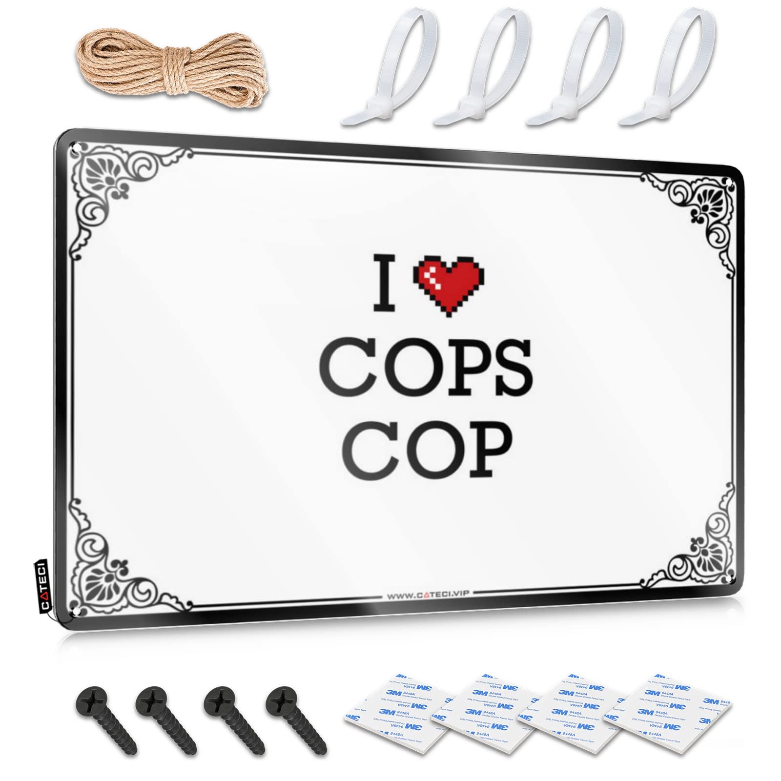 Fzfn Colour Sign Cool Room Stuff Vintage Wall Decor | I Love Cops Cop Country Decor For Shop Home Decoration(30X40cm)