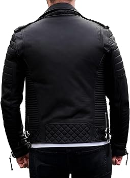 Amazon.com: Oxdire Men's Classic Black Biker Jacket - Slim Fit