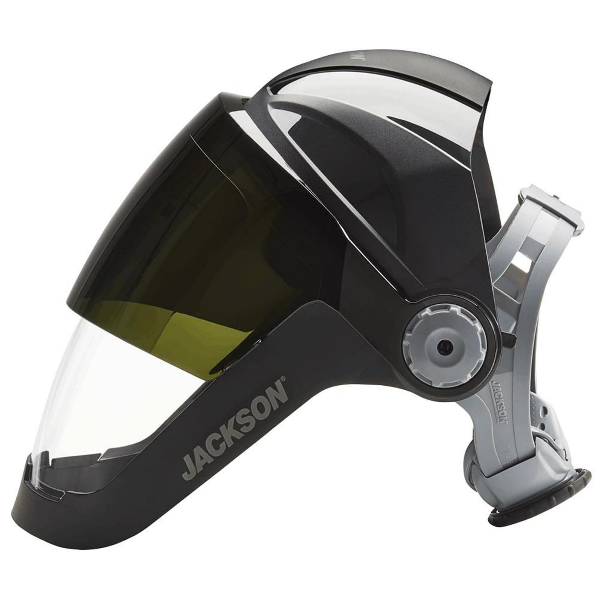 Jackson Safety 14230 Quad 500 Premium Multi-Purpose Face Shield/Face Guard; Ratcheting Headgear, Clear Tint, Anti-Fog Coating, Visor Face Protection with 5 IR Rated Flipshade