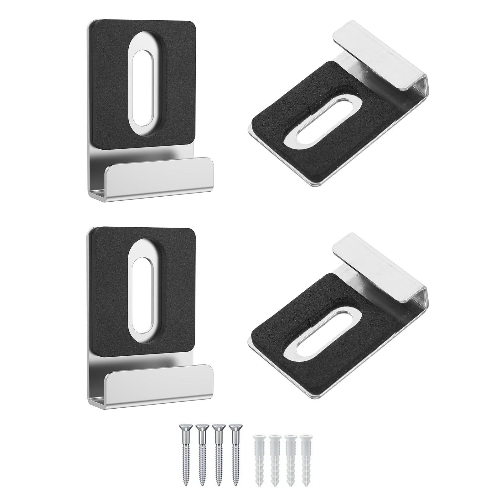 Metal Mirror Holder Clip Set, 4 Pcs Black Secure Wall Mount Brackets for Frameless Bathroom Mirrors, Glass Panels, Shelves for Home, Office, or Gym Mirrors