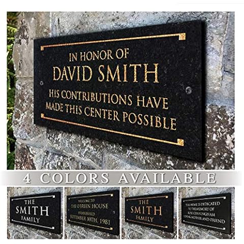 Stone Dedication Plaque With Engraved Text. Commemoration Sign Made From Solid, Real Stone Cover