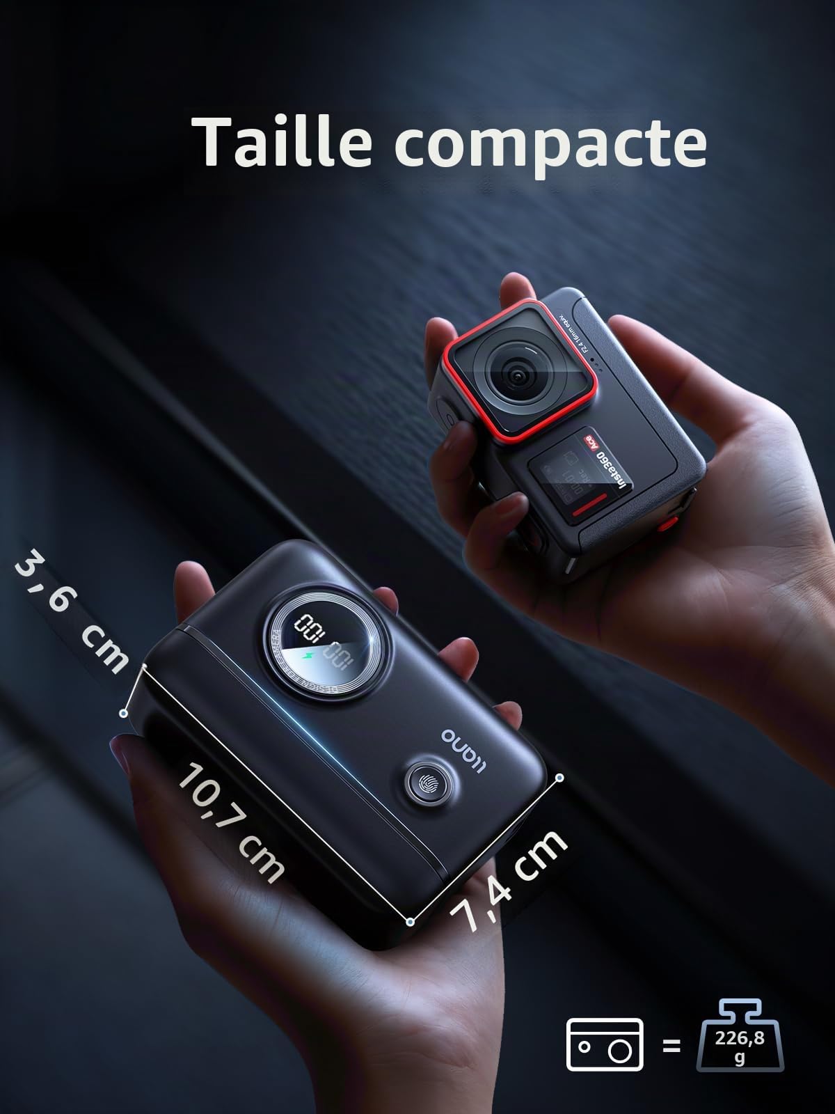 llano Ace Pro Lot de 2 Batteries 360° 1750 mAh et Double Chargeur Rapide 18 W pour Ace Pro/Ace