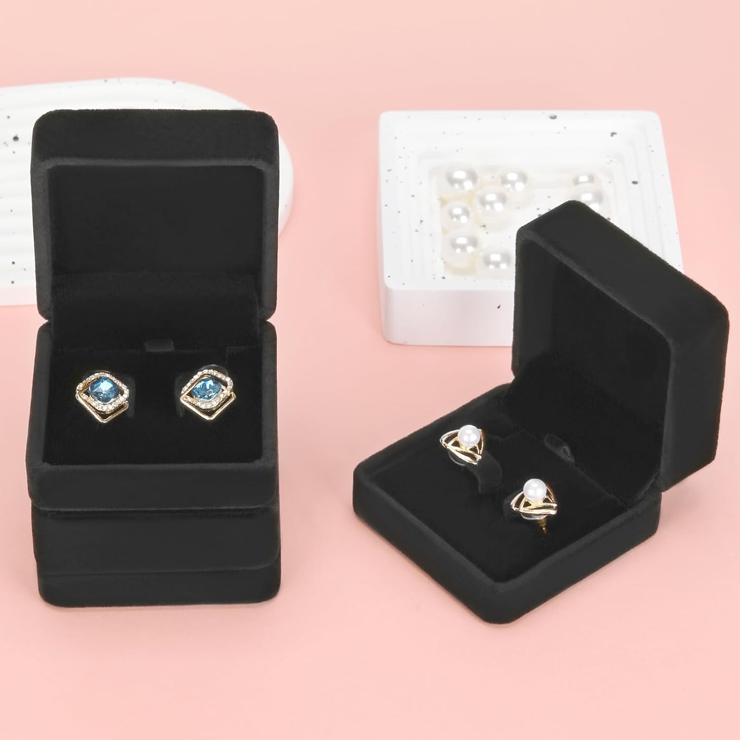 6 Pieces Classic Velvet Jewelry Earring Gift Box for Stud Earring Necklace Pendant, Jewellry Earring Storage Display Case for Wedding Engagement Birthday Anniversary - Image 6