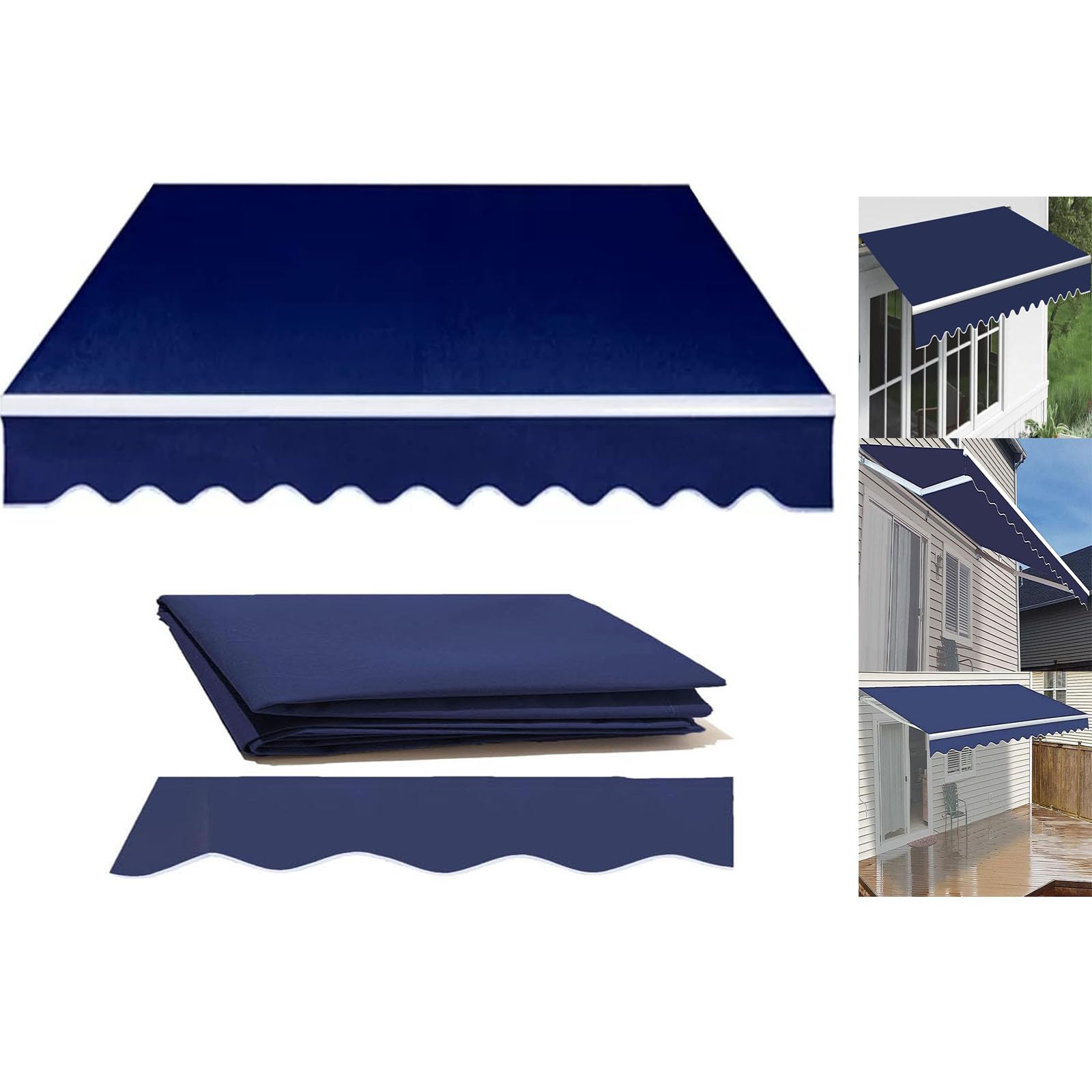 Toile de rechange imperméable et rétractable pour auvent de terrasse, pare-soleil bleu pour portes et fenêtres, 2 x 1,5 m, parfaite pour protection de cour et terrasse
