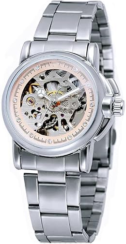 SENRUD Women's Automatic Watches Lady's Stainless Steel Skeleton Waterproof Automatic Wrist Watches Gift for Women
