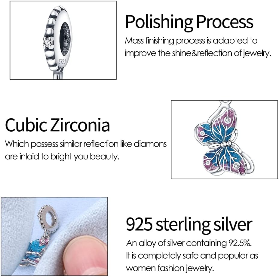 KUNSIR 925 Sterling Silver Charms fits Pandora Charm bracelets for Woman,Dangle Pendant Charm Bead, Jewelry Beads DIY Gifts - Image 4