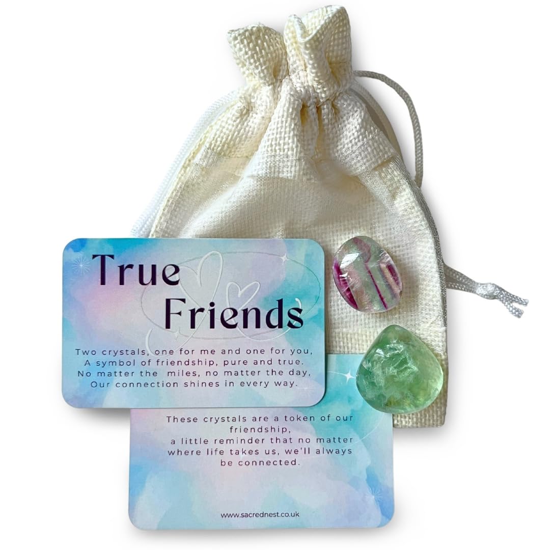 True Friend Fluorite Crystal Gifts Set – Tumble Stones to Share | Healing Crystals for Friendship Gifts