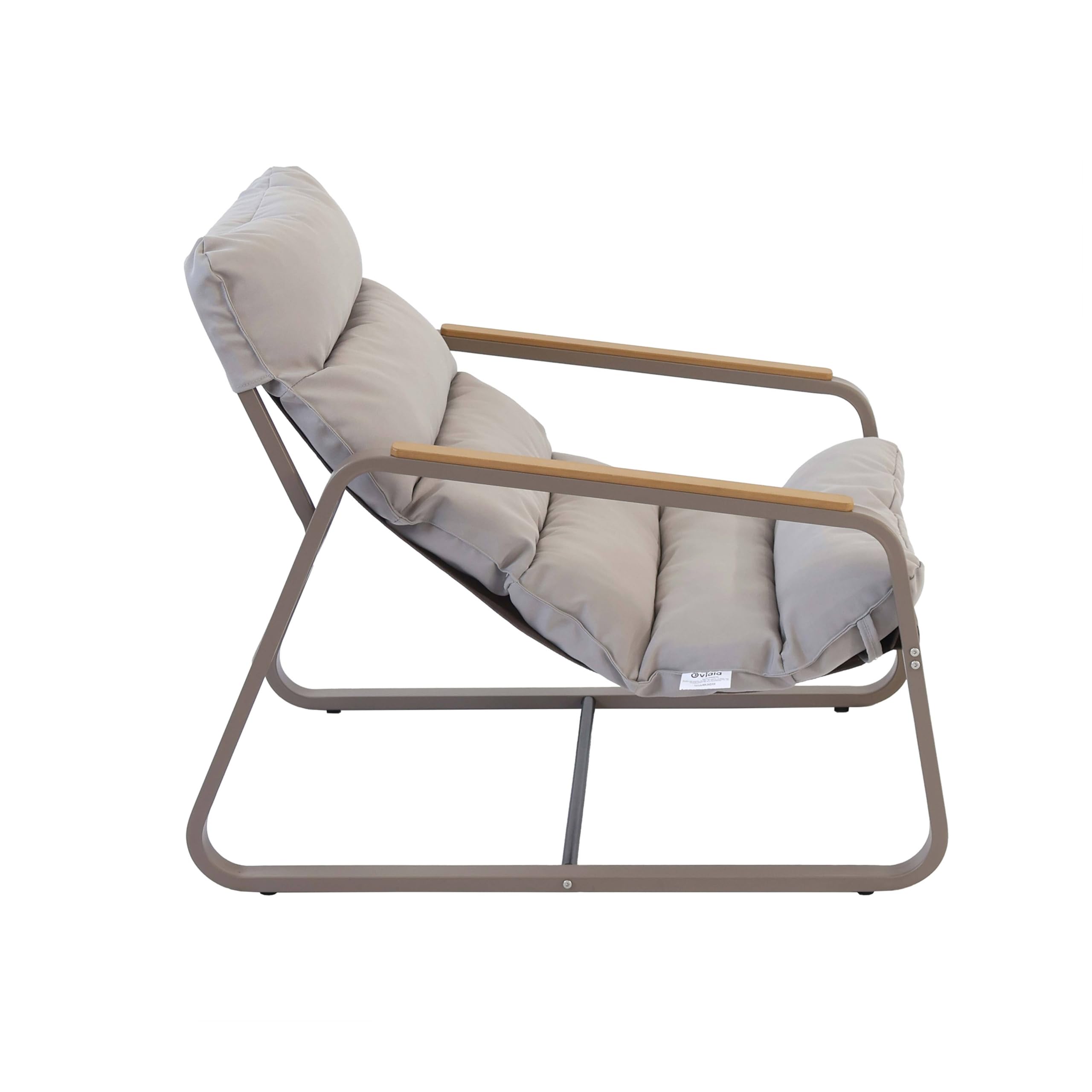 Oviala Fauteuil Relax en Acier et textilène avec Repose-Pieds Taupe