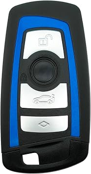 Replacement Keyless Entry Key Fob Case Cover for BMW 1 2 3 4 5 6 7 Series X3 M2 F Series 235ix 320 E90 E92 E93 X5 F10 F20 F30 F40 Key Fob Blue, 4 Buttons