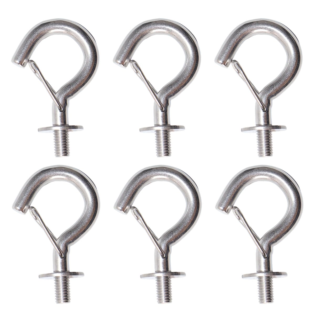 Batum 6 Pieces M8 Hanging Hook Stainless Steel Screw in Ceiling Hook with Spring Buckle