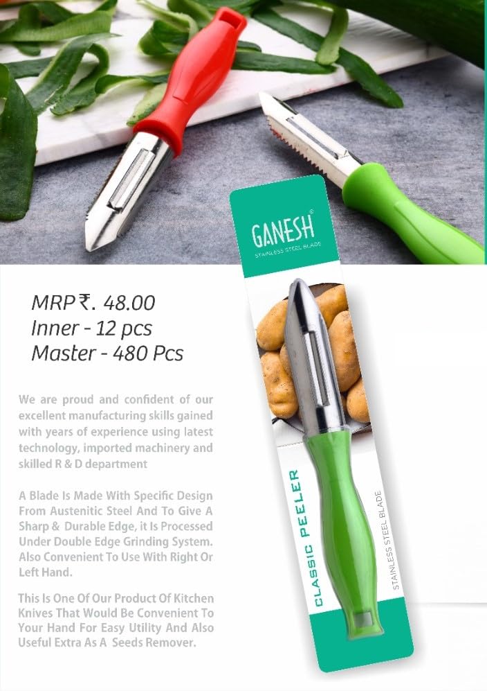 Image of Ganesh Classic Stainless Steel Peeler Kitchen Tool for Home & Professional Use