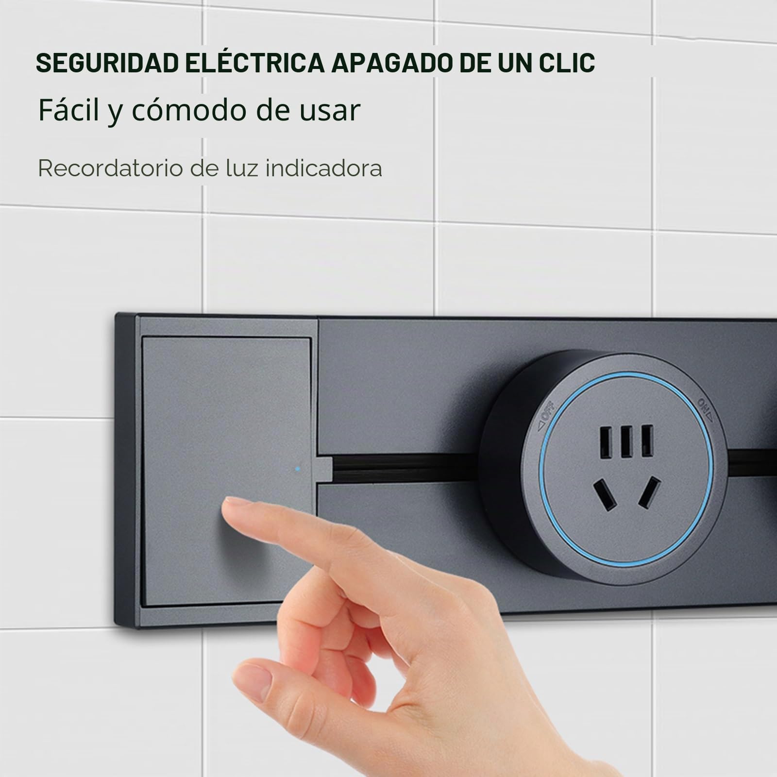 Regleta De Pared, 8000W Carril De Alimentación, Regleta De Enchufes, Con Adaptadores De CA De 3-8 Salidas Y Puerto De Carga USB-A/C, Para Cocinas Y Salas De Estar Modernas(Negro,40cm)