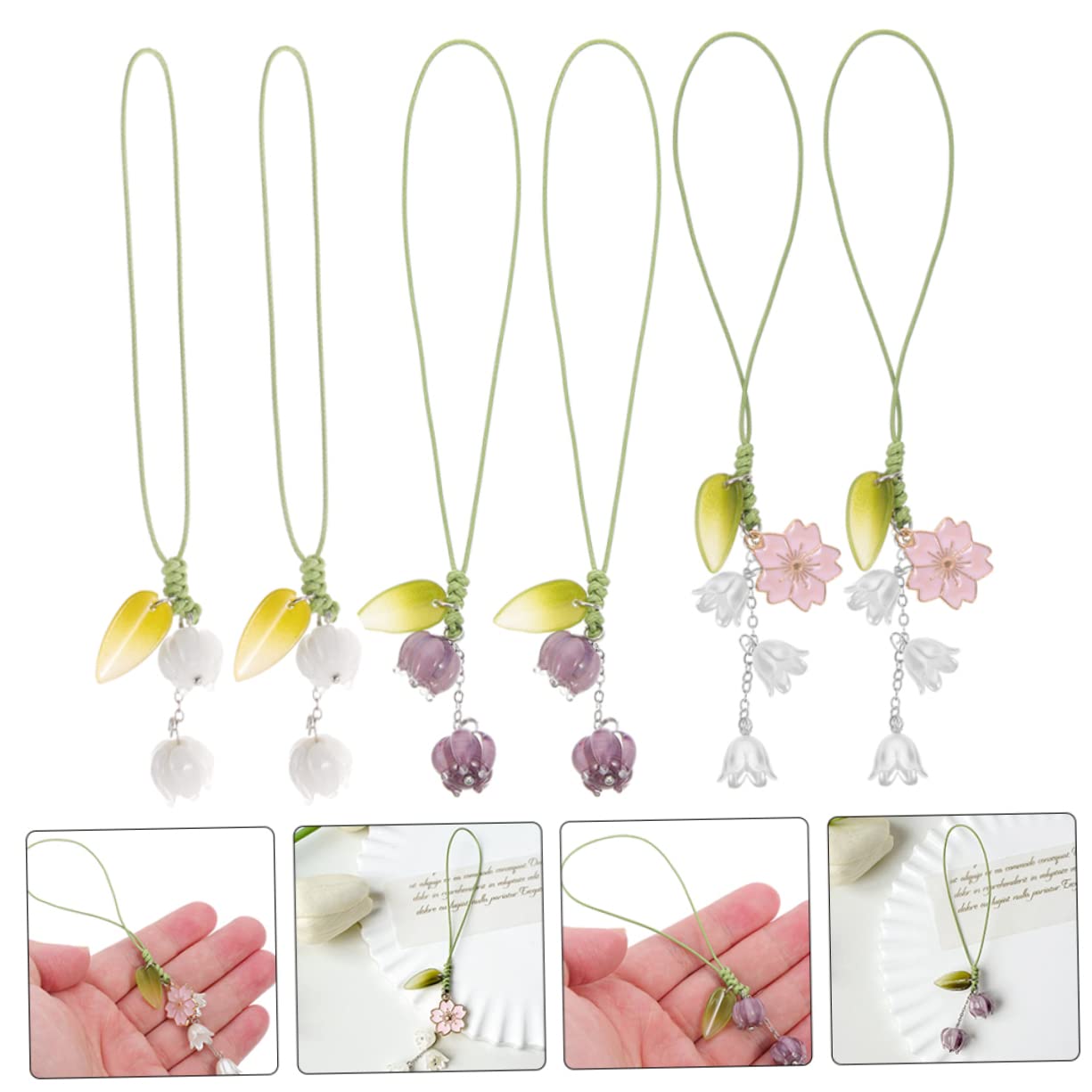Artibetter colgante de pulsera de teléfono móvil brazalete pulseira adorno colgante de teléfono colgante de bolsa de flores bolsillos decoración cadena para colgar telefono Metal