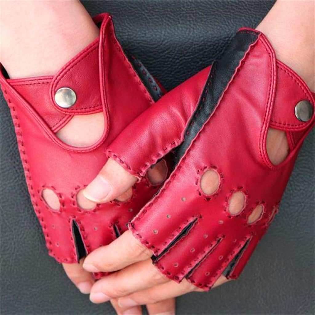 n/a Men's Leather Gloves Wrist Half Finger Gloves Men's Fingerless Gloves Mittens Driving Gloves (Color : A, Size : Large) : Clothing, Shoes & Jewelry
