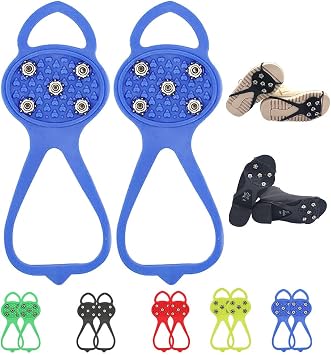 2025 Upgraded Universal Non-Slip Gripper Spikes 5-Tooth Silicone Traction Cleats for Shoes, Anti-Slip Ice & Snow Grips for Hiking, Walking, Climbing & Fishing