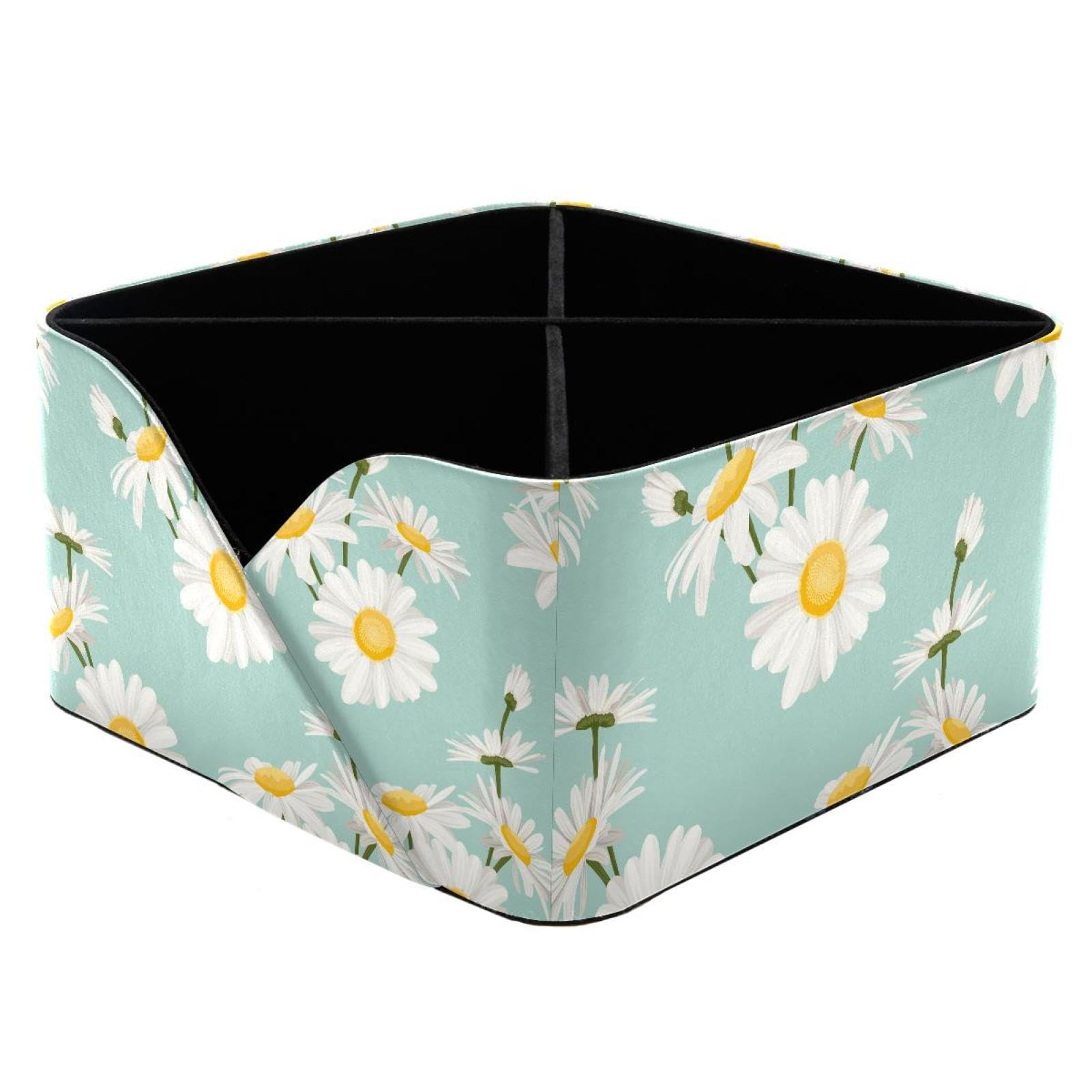 KengjuTesu Daisy Chamomile Flowers Desktop Organizer Pen Holder, Rectangular Pencil Cup for Office, Study and Makeup Stations