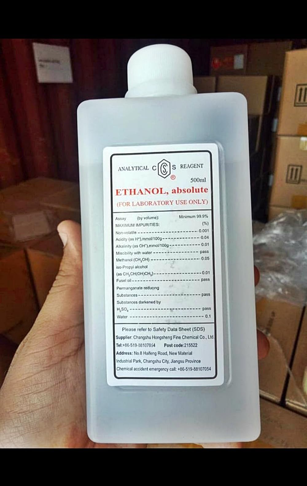 Rex® Testing Solution ETHYL ALCOHOL/ETHANOL (C2H5OH) absolute 99.99% Pure (500 ml Bottle)
