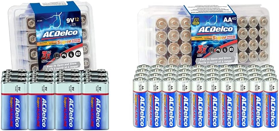 ACDelco 12-Count 9 Volt Batteries and 40-Count AA Batteries Bundle
