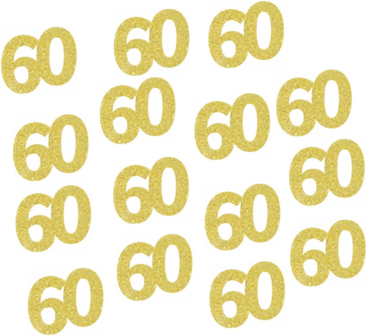 Gold Glitter Number 60 Confetti Table Scatters Confetti for 60th Birthday Party 60th Anniversary Party Decoration, 100pcs