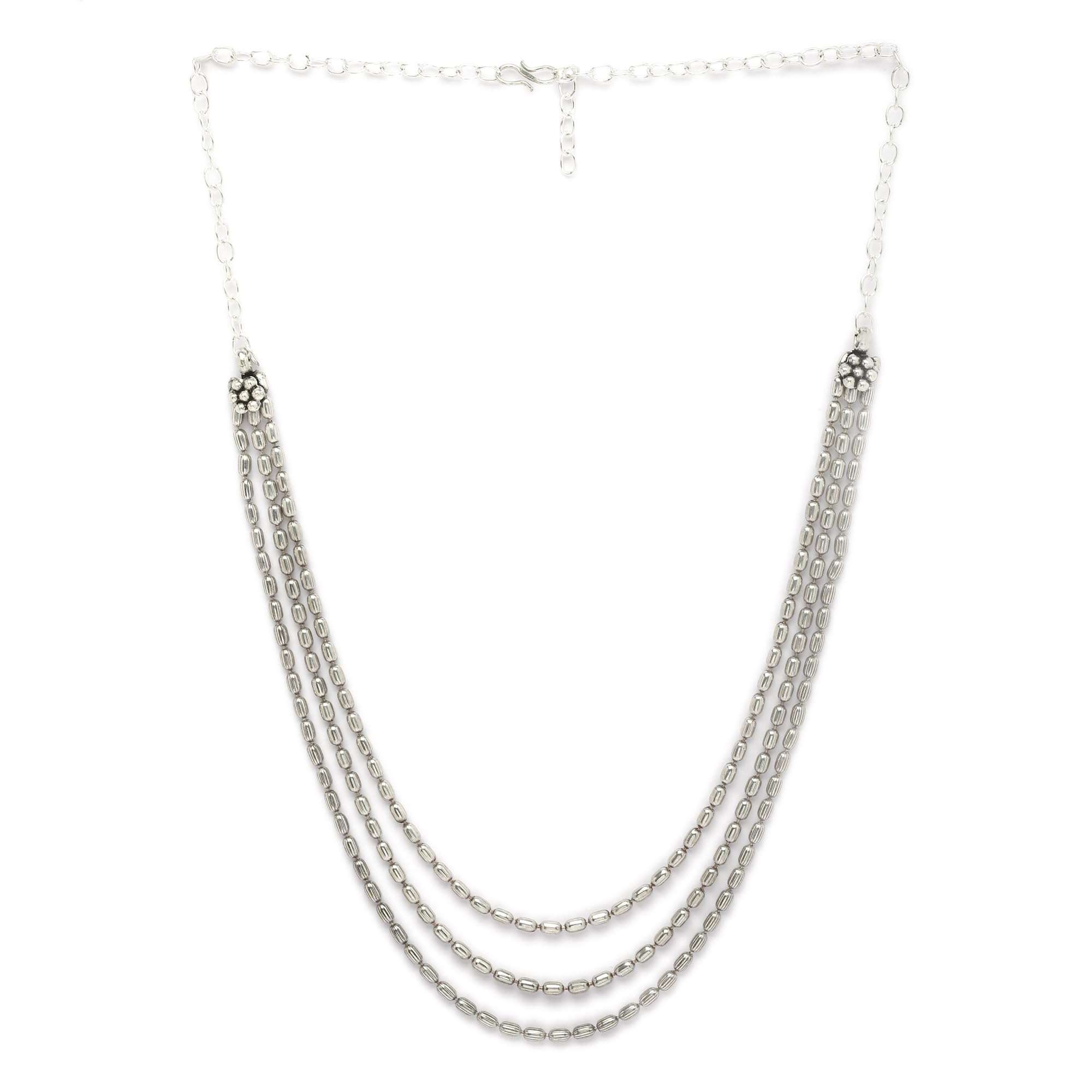 sanjog German Silver-Plated Beaded Oxidised Layered Chain Antique Statement Necklace (B0DHQHCG5C) Amazon Price History, Amazon Price Tracker