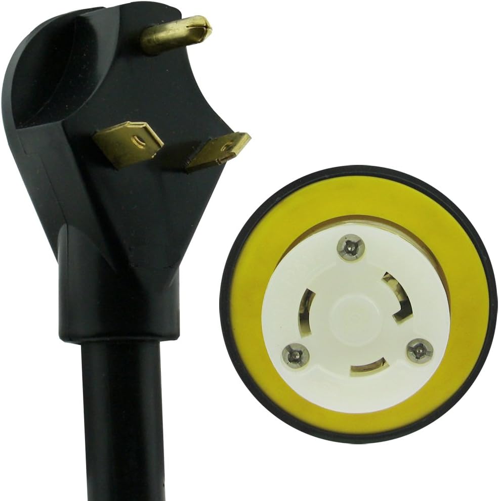 NU-SET Lock 50-Foot 30 Amp Rv Extension Cord RV Extension Cord with Marine Locking Connector RV Accessories & Door Hardware (Black)