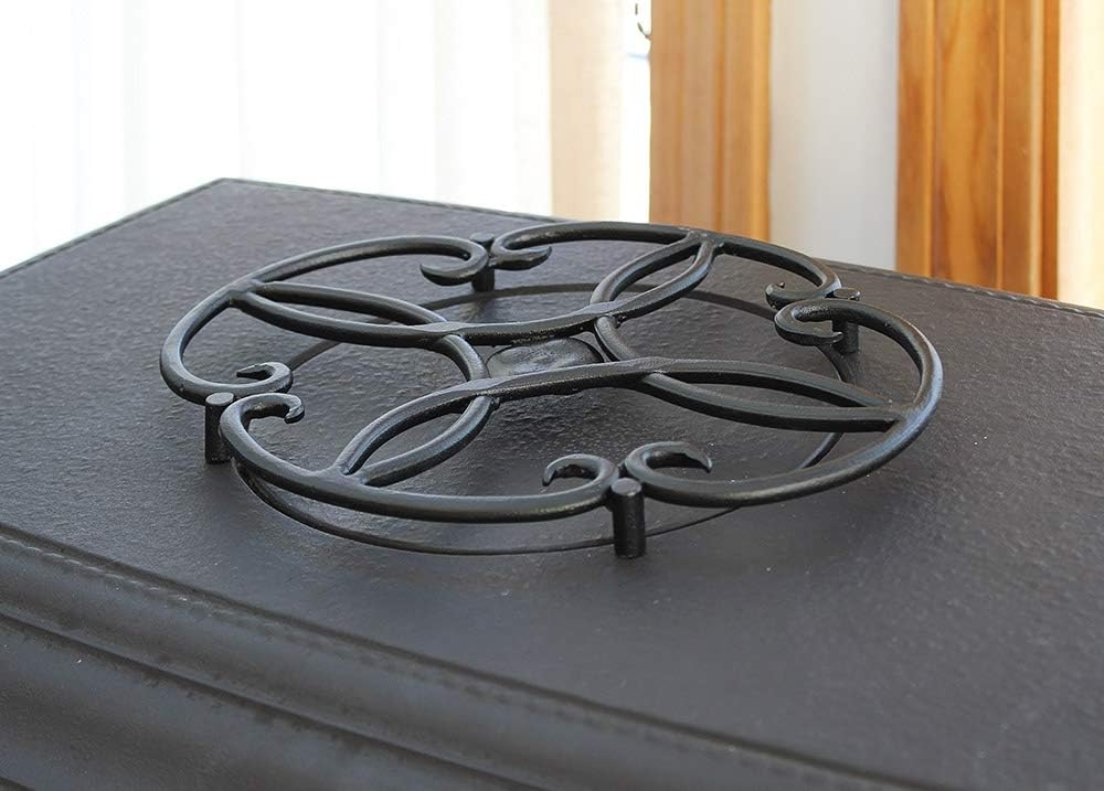 Limited Stock Minuteman International, Clover woodstove Tabletop Wrought Iron Trivet, Black