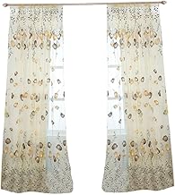 CORHAD Cortinas Transparentes Persianas De Janela Painéis De Flores Cortinas De Linho Forradas Cortinas De Voile Cortinas Bordadas De Flores Painéis De Voile De Janela Tela De Janela